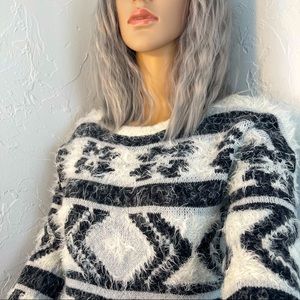 Express Sweater size small Navy and Blue eyelash